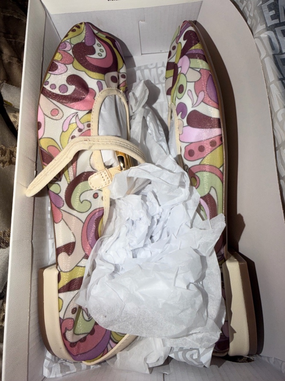 Steve Madden Pink Multicolor Patterned Mary Jane Flats - Picture 3 of 4